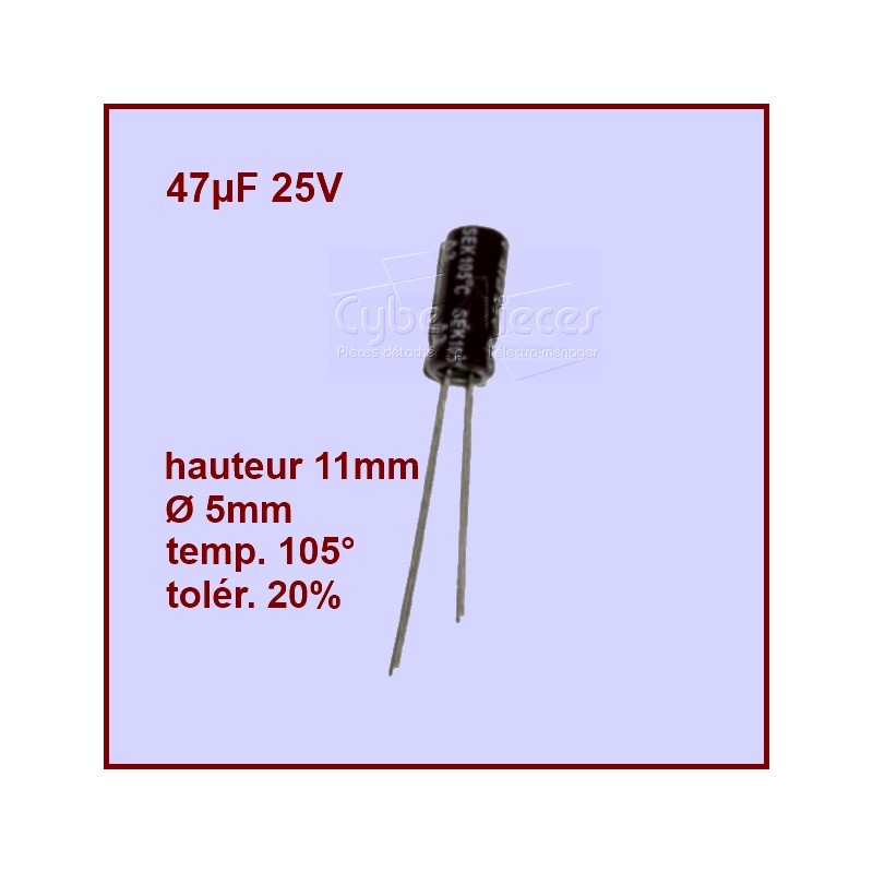 Condensateur 47,0µF (47mF) 25V CYB-114936