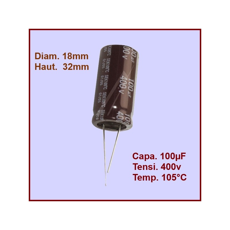Condensateur 100,0µF (100,0MF) - 400V maxi. CYB-189873