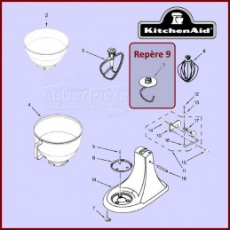 Crochet à pâte blanc K45DH Kitchenaid W10674618 CYB-021104