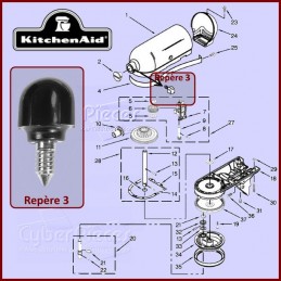 Vis noire de fixation Kitchenaid 9709194 - 4162142 CYB-351171