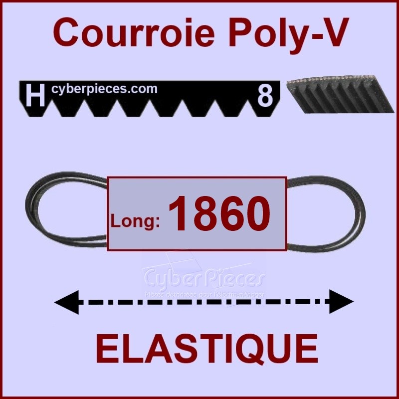 Courroie 1860H8 - EL - élastique Courroie 1860H8 - EL - élastique