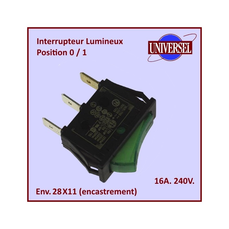 Interrupteur M/A Lumineux vert universel CYB-352161