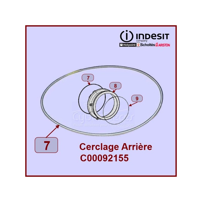 Cerclage ARRIÈRE de manchette Indesit C00092155 CYB-052122