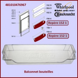 Balconnet porte bouteille transparent (445 x 105 x 65 mm) pour  réfrigérateur whirlpool 481010471454 - Conforama