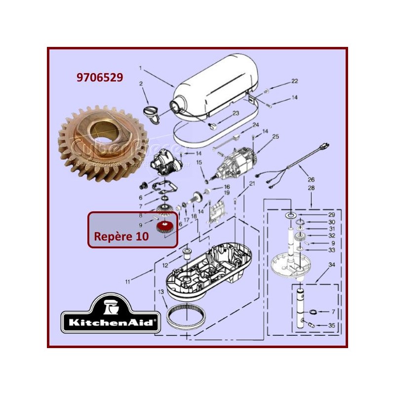 Entraineur sur l'Arbre Principal Kitchenaid 9706529 CYB-351195