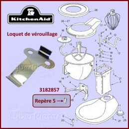 Languette de verrouillage du bol Kitchenaid 3182857 WP3182857 CYB-126380