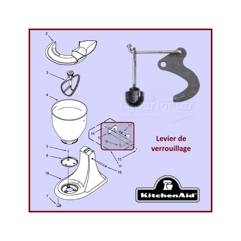 Levier de verrouillage Kitchenaid 4159744 / 24452 CYB-108119