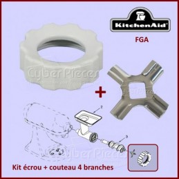 Kit écrou de serrage et couteau 4 branches Kitchenaid CYB-108317