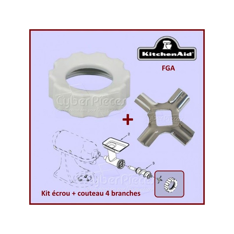 Kit écrou de serrage et couteau 4 branches Kitchenaid CYB-108317