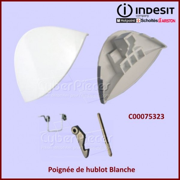 Poignée blanche de hublot Indesit C00075323 CYB-007344