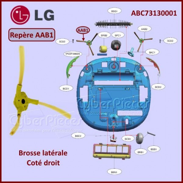 Brosse coté droit aspirateur robot LG ABC73130001 CYB-265249