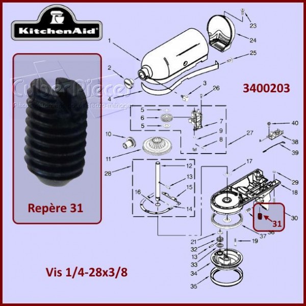 Vis de fixation Kitchenaid 3400203 CYB-265515