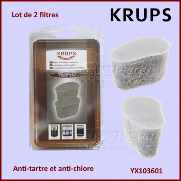 Lot de 2 filtres anti-chlore et tartre KRUPS YX103601 CYB-352673