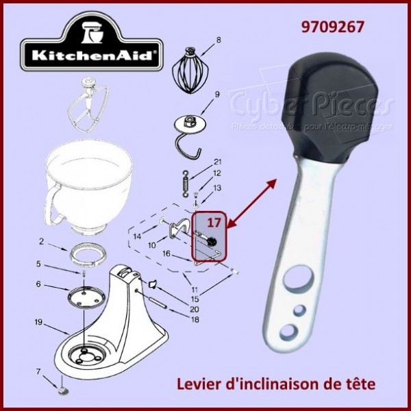 Levier d'inclinaison de tête Kitchenaid 9709267 CYB-265904