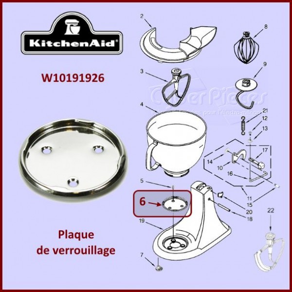 Plaque de verrouillage Kitchenaid W10191926 CYB-251952