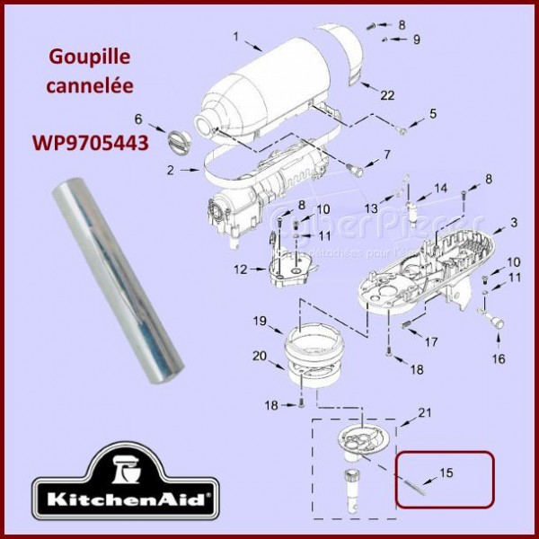 Goupille crantée Kitchenaid W9705443 CYB-124003