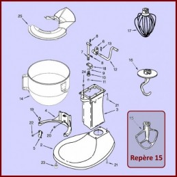 Mélangeur plat aluminium KSMC50B Kitchenaid 243358 CYB-021890