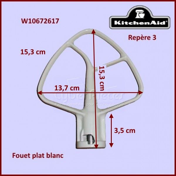 Mélangeur plat blanc K45B pour batteur Kitchenaid W10672617 CYB-019996