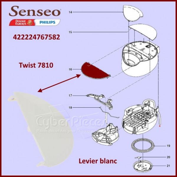 Levier plastique blanc Senseo 422224767582 - Machine à dosettes