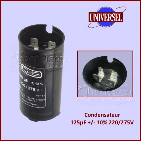 Condensateur 125µF (125mF) +/- 10% 220/275V CYB-039680
