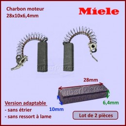 Charbon moteur 28x10x6,4mm *Adaptable* Miele 3320630 CYB-008594