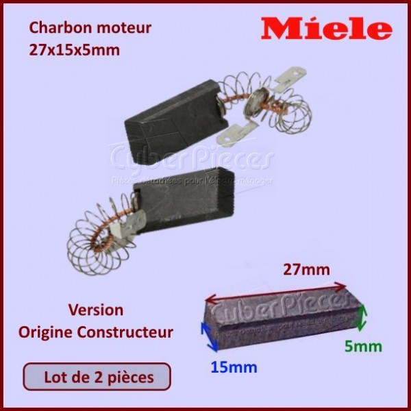 Charbon moteur 27x15x5mm *Origine* Miele 1689370 CYB-380065