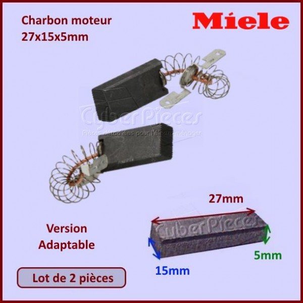 Charbon moteur 27x15x5mm *Adaptable* Miele 1689370 CYB-008426