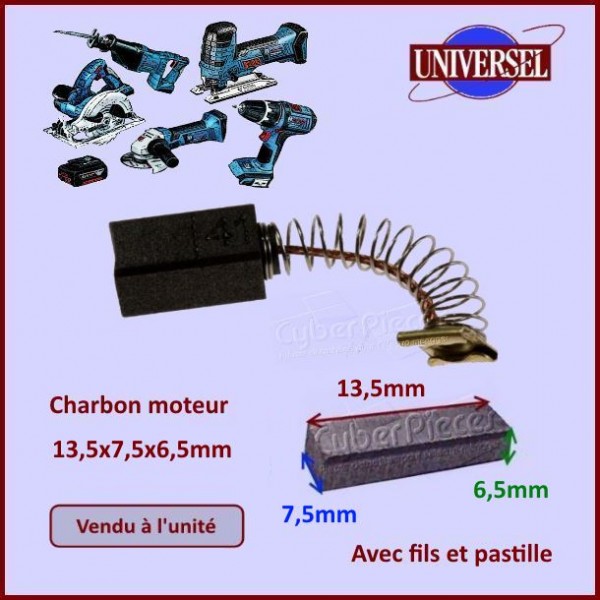 Charbon moteur 13,5x7,5x6,5mm Hitachi 999041 CYB-178778