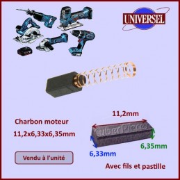 Charbon moteur/brosse à charbon avec ressort, câble et étrier 3 x 12.