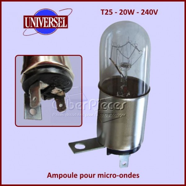  ampoule micro onde 25w t170 (cosses+verre hotte 73mm)