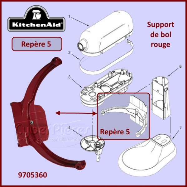 Support de bol rouge Kitchenaid 9705360 CYB-267441