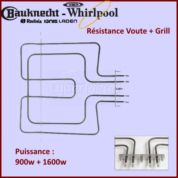 Résistance de voûte 2500W Whirlpool 481225998466 CYB-132688