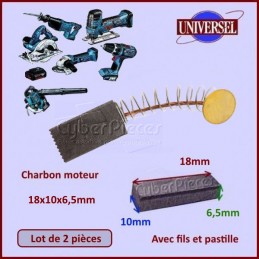 Lot de 2 Charbons moteur 18x10x6,5mm CYB-347013