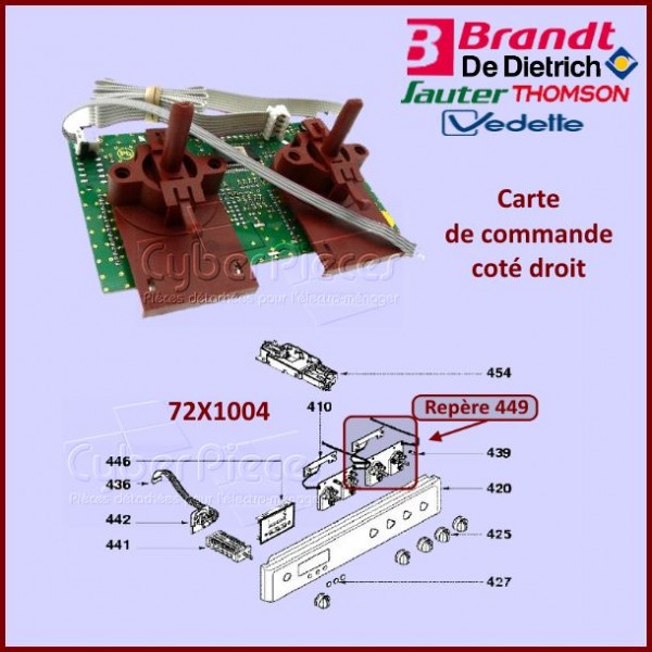 Carte de commande Droite Brandt 72X1004 CYB-239196