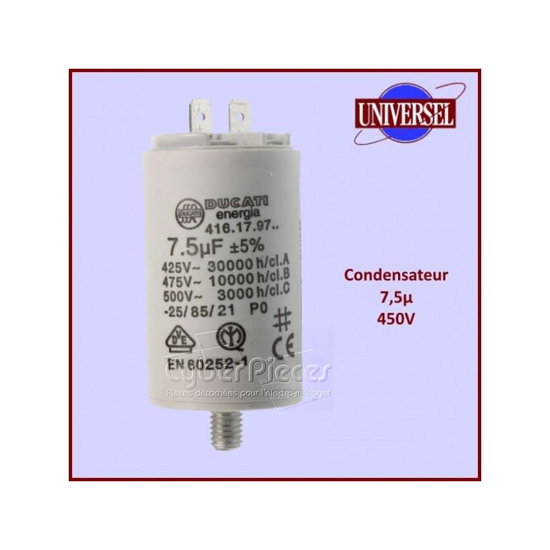 Condensateur 7,5µF (7,5MF) 450 Volts CYB-179546