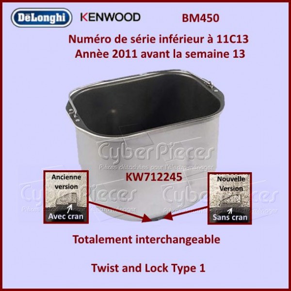 Cuve de machine à pain BM450 Kenwood KW712245 CYB-358293