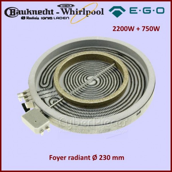 Foyer Radiant 230mm double zone 2200+750W Ego 2302333832 CYB-186100