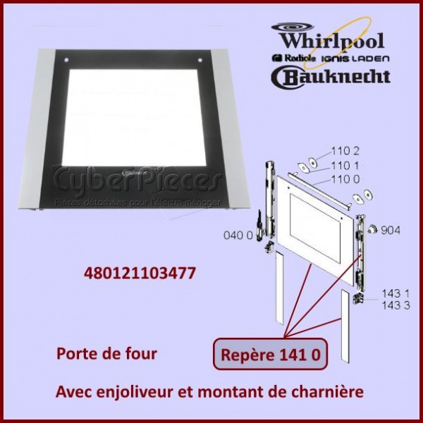 Vitre de porte de four Whirlpool 480121103477 CYB-249454