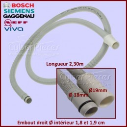 Tuyau de vidange 2.30m à embout droit Bosch 00668114 CYB-301114