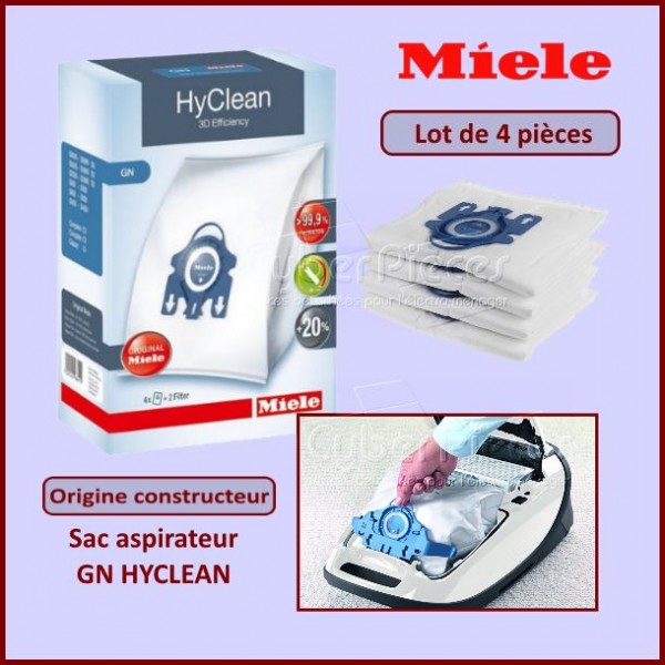 Lot de 4 sacs aspirateur HyClean Type GN Miele 9917730 CYB-101745