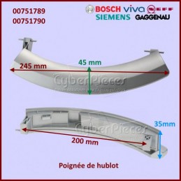 Crochet de porte (crochet de verrouillage, crochet de fermeture, serrure)  de la poignée de porte (poignée, levier) pour e.a. Bosch, Siemens lave  linge