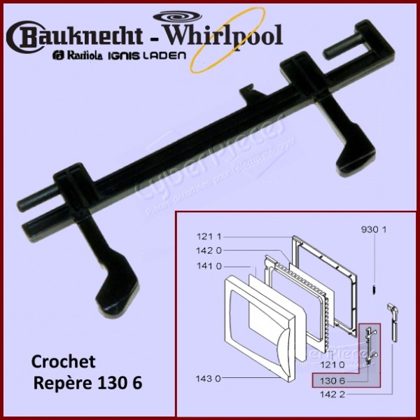 Verrou crochet de porte Whirlpool 480120100333 - Pièces Micro-ondes