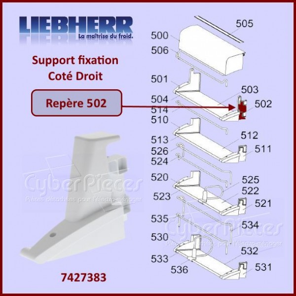 Fixation Droite Support Paroi Liebherr 7427383 CYB-315562