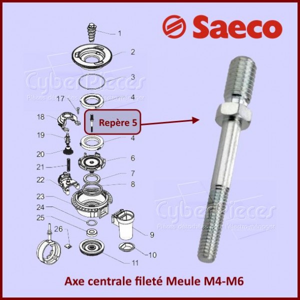 Axe Centrale Fileté De Meule Saeco 127473603***épuisé*** CYB-057219