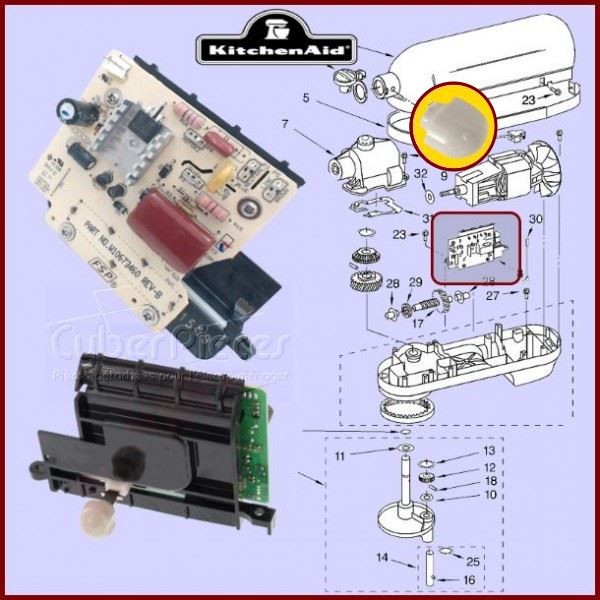 Carte électronique de contrôle de vitesse Kitchenaid 9706650 CYB-108140