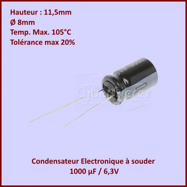Condensateur 1000µF (1000MF) 6,3V CYB-372640