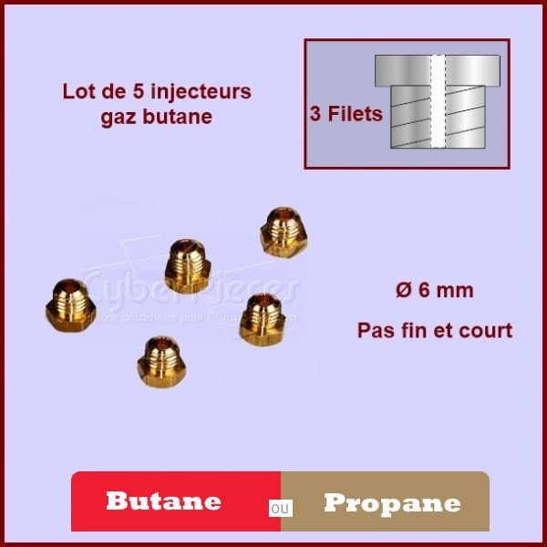 Kit d'injecteurs standard gaz Butane 6mm - Pièces four