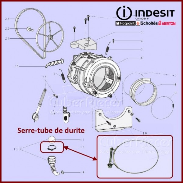 Serre-tube durite Indesit C00094908 CYB-325592