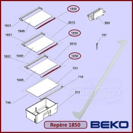 Profil avant de clayette Beko 4617490200 CYB-194150