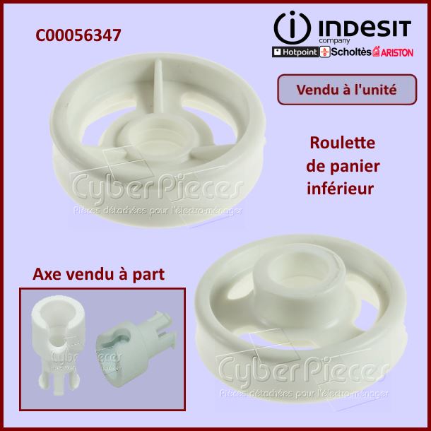 Roulette de panier inférieur Indesit C00056347 